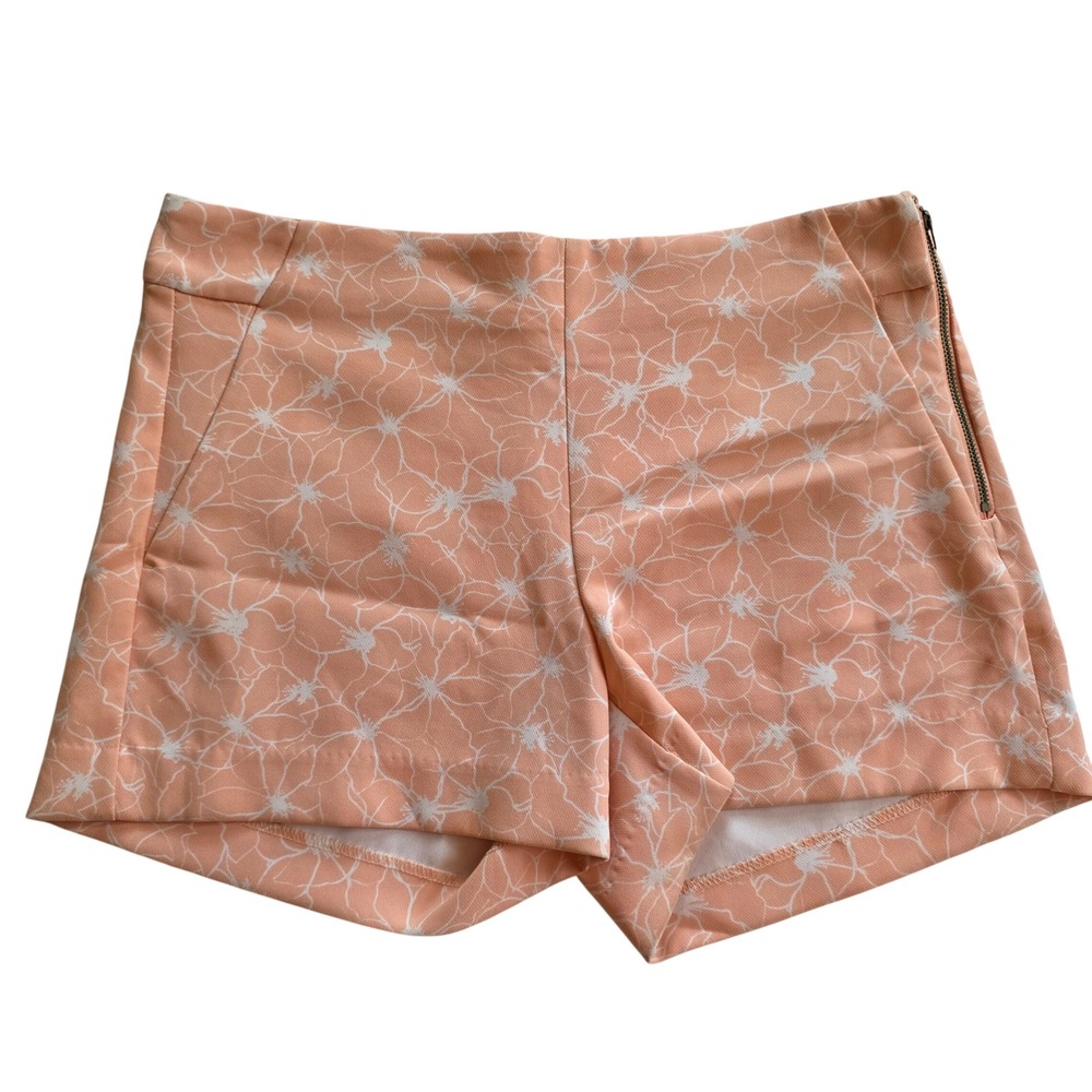 Banana Republic Ryan Fit Shorts Peach Floral Side Zip Womens 6 Summer Casual